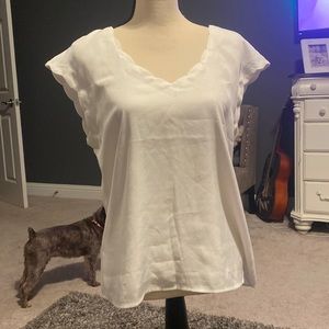 White scalloped Express shirt